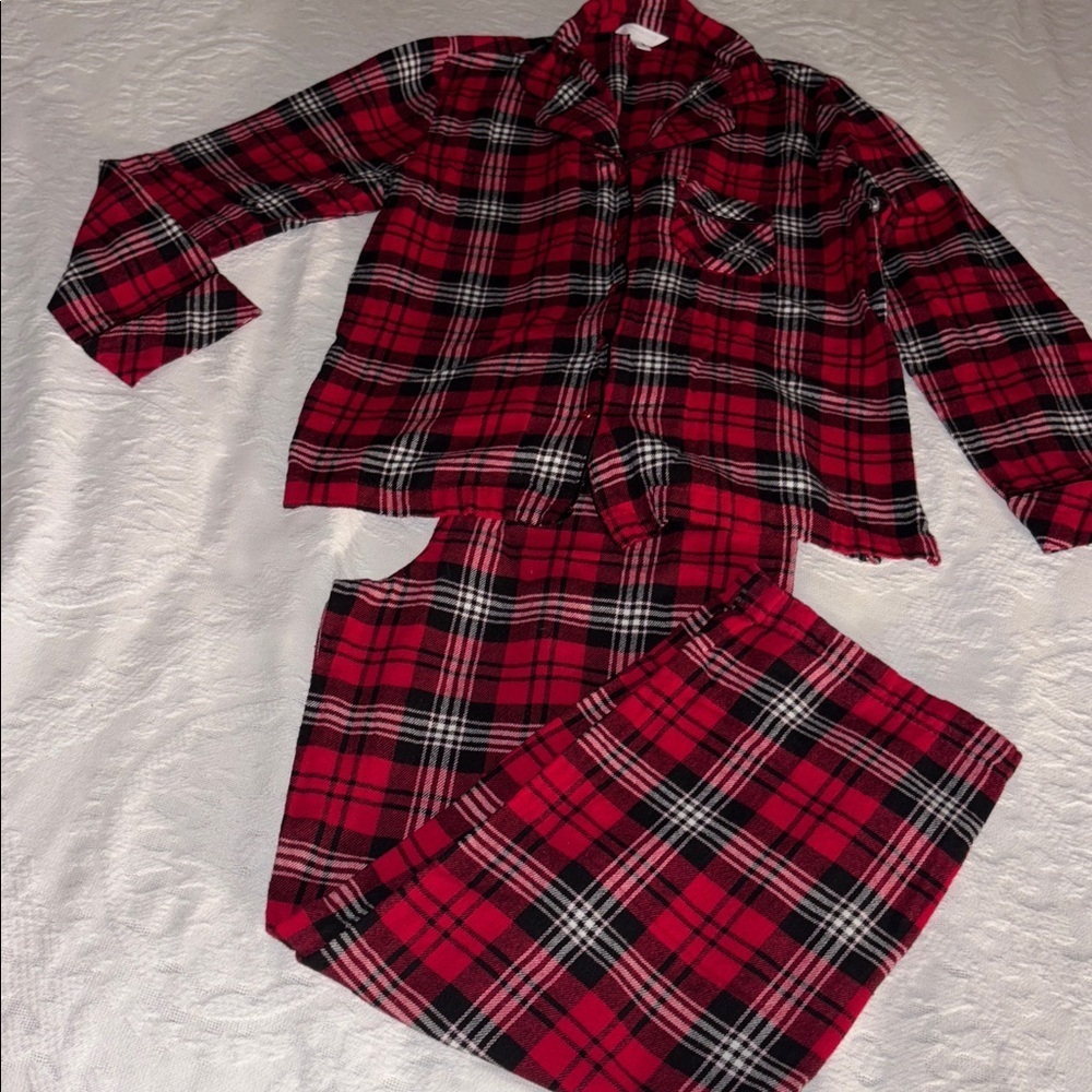 Gently Loved Charter Club Red and Black Plaid Pajama Set